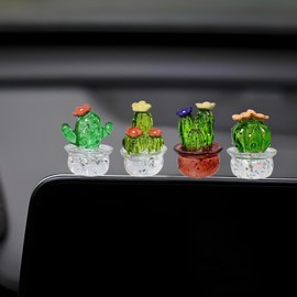 Succulents Ornament Dashboard Decorations, Cute Potted Plants Rear View Mirror Accessories Car Charms Interior, Dashboard Accessories Car Dash Decor Greenery for Center Screen