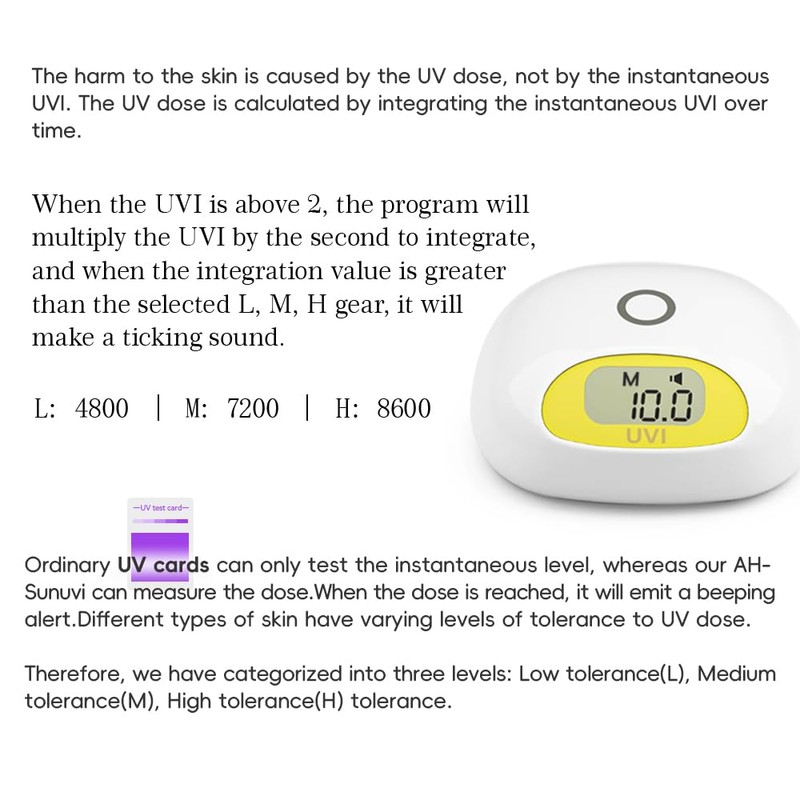 Sunlight UV Index Meter,UV Hurt Alarm,Beeping Sound When Sunburn,No Use