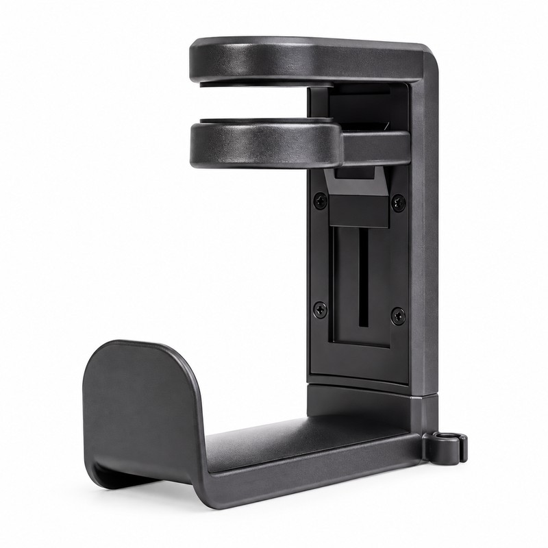 Rotating Headphone Holder for Desk – No-Punch Plastic Headset Hook