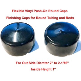 Top Secret PDR 2" Inch Vinyl Round Plug Insert/Cap (4 Pack), Black Rubber End Cap for Metal Tubing, Fence and Auto Body, Glide Insert for Pipe Post, Chairs and Furniture Legs