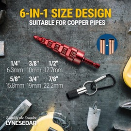 LYNCSEDAR 2PCS 6-in-1 Copper Tube Expander, Red Swaging Tool HVAC with Drill Bit Holder, Swage Tool Flaring for 1/4", 3/8", 1/2'', 5/8", 3/4", and 7/8" Pipe, Swedge Tools for Air Conditioning Repair