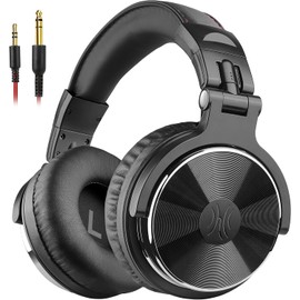 OneOdio Pro10 Wired Studio Monitor Headphones, 50mm Drivers, Compatible with Both 3.5mm and 6.35mm, High Resolution Headphones, for Music Production/DJ/Instrument Practice, Foldable, Includes Microphone and 2 Cables