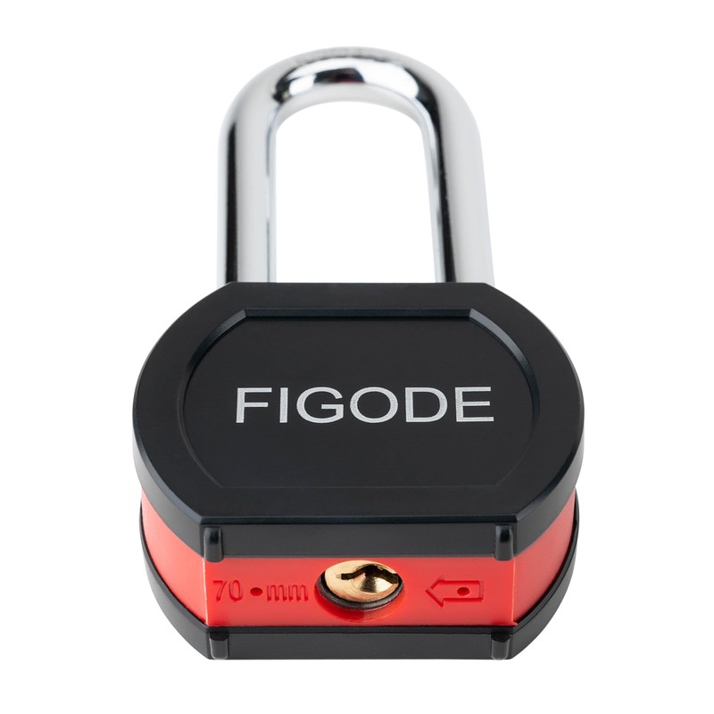 FIGODE® Black Covered Solid Steel Padlock with Key, High Security