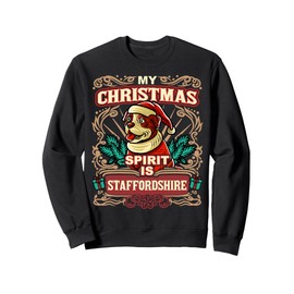 Staffordshire My Christmas Spirit Dog Santa Claus Elf Sweatshirt