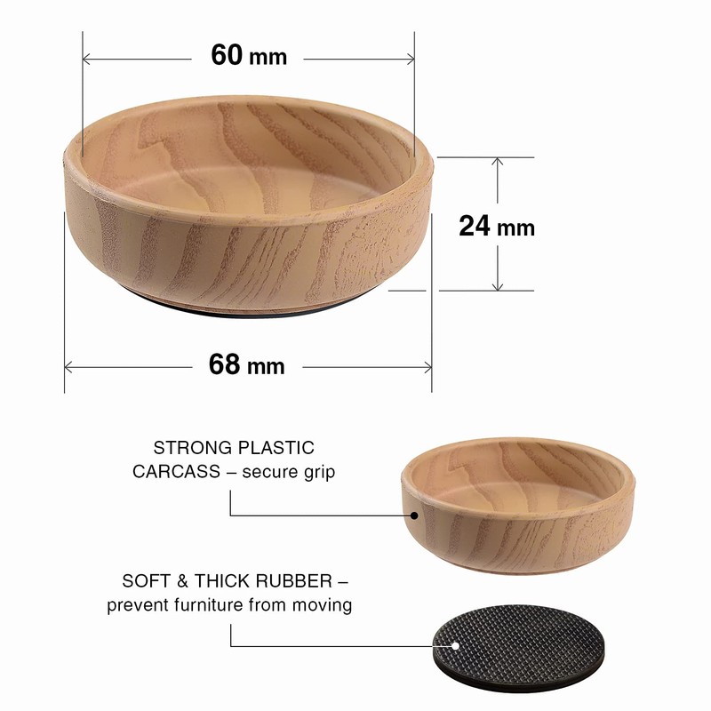 Rubber Base Castor Cups 4 PCS Ø60mm X-Protector – Furniture