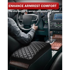 KBH Center Console Armrest Cover for Toyota Camry 2007 2008 2009 2010 2011, Vinyl Leather Trim, Car Arm Rest Covering, Anti-Scratch, Black