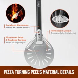 BIG HORN OUTDOORS Pizza Peel - 7-Inch Pizza Turning Peel with Non-Stick Anodized Aluminum for Effortless Pizza Turning&Baked - Perfect Pizza Oven Accessories