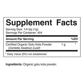 Vitamatic Vitamatic Certified USDA Organic Gotu Kola Powder C 1 Pound (16 Ounces) C Natural Brain & Circulatory Support C Non-GMO & Gluten-Free