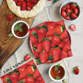 Paper Luncheon Decoupage Napkins Strawberry Tea Party Art Craft Pack of 20