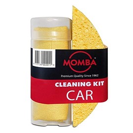 Momba® Car cleaning kit 2-piece – Consisting cellulose sponge and non-marking microfibre chamois - Perfect for washing your car, motorbike, boat, caravan, bicycle etc. For indoor and outdoor use.
