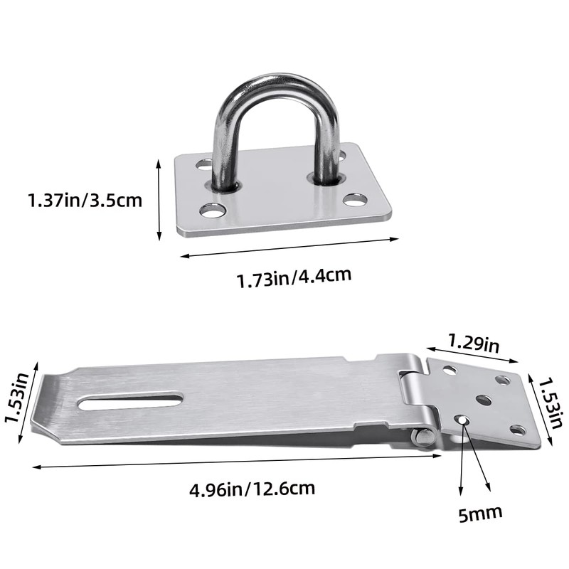 2Pcs Stainless Steel Gate Lock Hasp, Safety Packlock Clasp Hasp