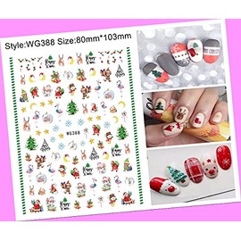 Christmas Reindeer Santa Tree Snow Snowman Bear Penguin 3D Nail Sticker Wg388 for Nails Design Nail Art Stickers Decals Supplies Manicure Tips Sticker Colorful for Nail Decorations