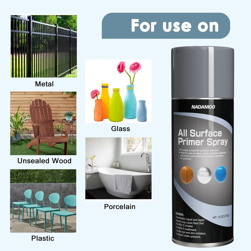 NADAMOO All Surface Primer Spray, One-Part Epoxy Primer Matte Gray,