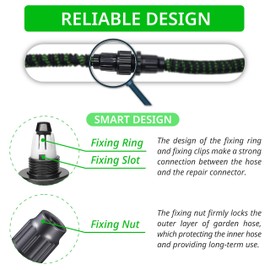 ECODESEO Kit de reparación de manguera de jardín expandible, accesorios de reparación de extremo de manguera macho y hembra, kit de reparación de manguera flexible de plástico, juego de 4