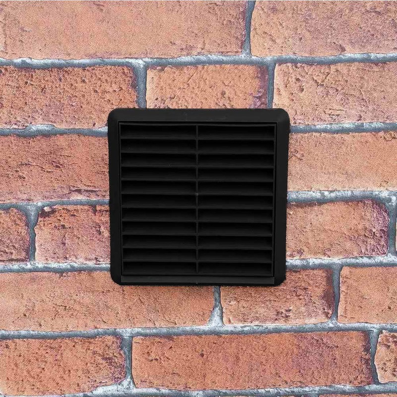 Kair Black Louvred Wall Vent Grille 183mm External Dimension with