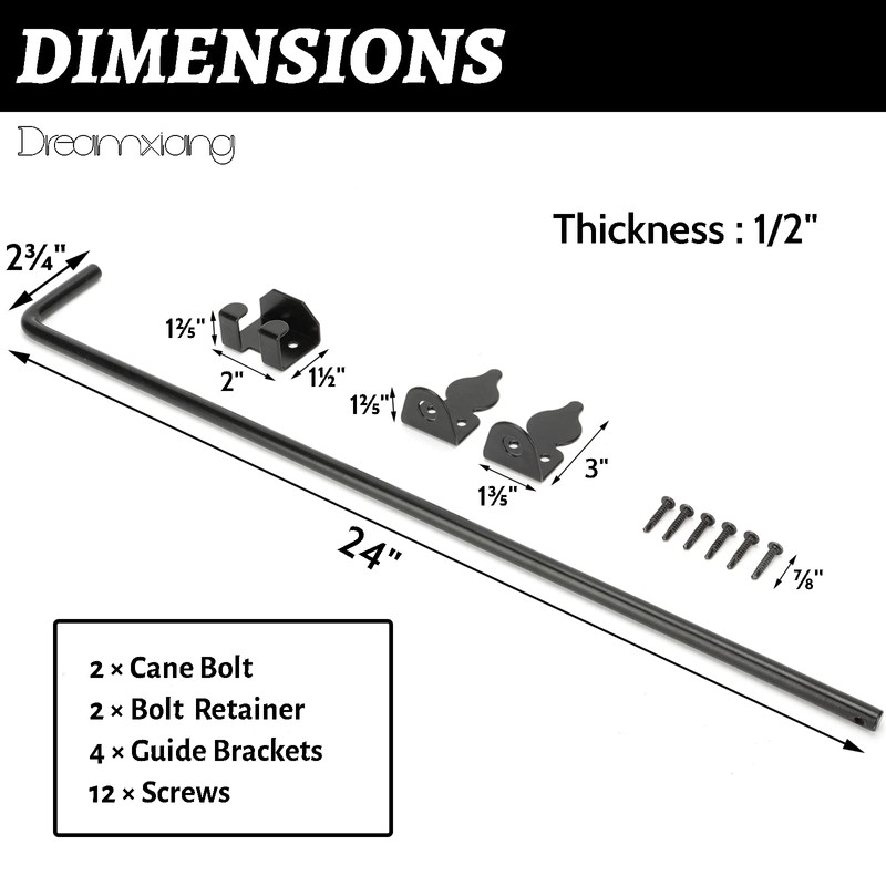24" Heavy Duty Cane Bolt Gate Drop Rod Hardware Ground