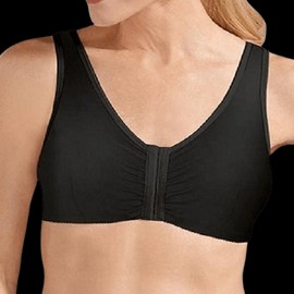 Amoena Frances Soft Cup Front Fastening Post Surgical Bra - Black, Large / A/B