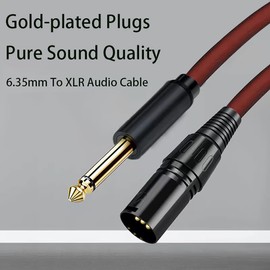 tunghey Unbalanced 6.35mm(1/4 inch) TS Mono to XLR Male Cable Gold Plated Quarter inch to Male XLR Microphone Cable Interconnect Cable (1m)