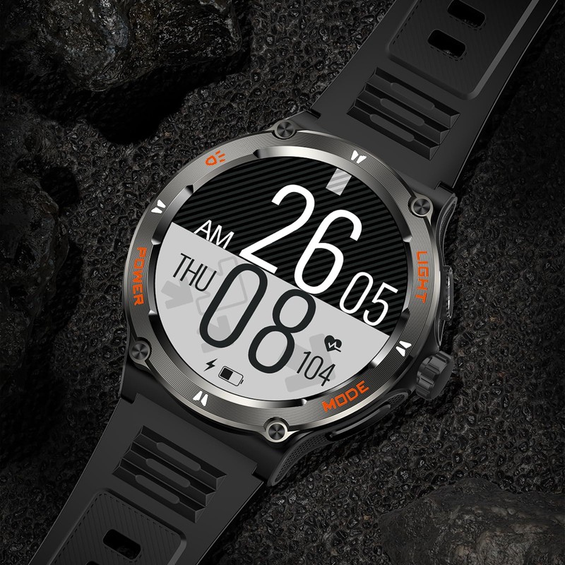 Smartwatch Compass Military Watch, Robust Smart Watch with LED Torch