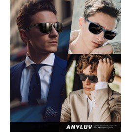 ANYLUV Polarized Sunglasses for Men Premium Al-Mg Frame Square Men’s Sunglasses UV Protection for Fishing