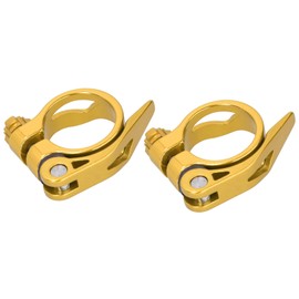 2Pcs 34.9MM Mountain Road Bike Quick Release Seat Post Clamp Tube Clip Accessory(d'or )