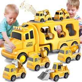 Children's Construction Truck Toy Truck for Toddlers Boys Girls 1 2 3 4 5 6 Years Old, 5 in 1 Toddler Trucks Toy for Boys Age 1-3 3-5, Boy Toy Christmas Birthday Gift
