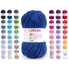 Soft Velvet Yarn Chenille Yarn for Crocheting Super Bulky 100g (75.4 yds) Baby Blanket Yarn for Knitting Amigurumi Yarn Fancy Yarn for Crochet Weaving Craft, Size 6 (Royal Blue, 1 Skein)