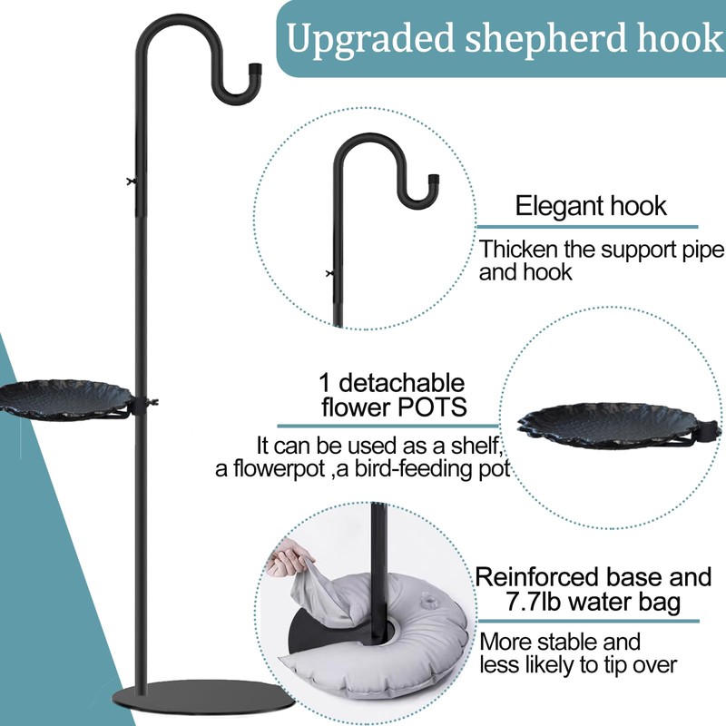 Vorriop Upgraded 75" Shepherds Hook Stand，Bird Feeders，Extra Large Wind Chime