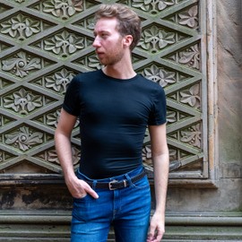 Biddy Murphy Men's Italian Leather Celtic Embossed Belt Black, Imported, 1.25 Inch, 36-38