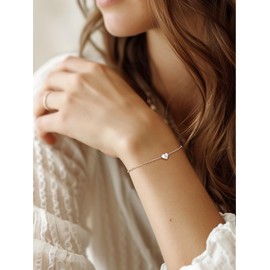 Silvora Initial Bracelet for Mother Elegant Heart Charm Bracelet Jewellery Letter L Bracelets Lovely Gifts for Anniversary