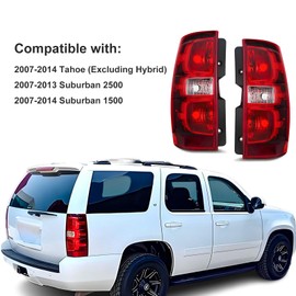 corkiauto Tail Lights Assembly Rear Brake Lamp Compatible with 2007-2014 Chevy Tahoe Suburban Include Bulb & Harness, Replace# GM2801196 GM2800196