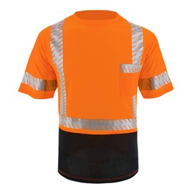 LOVPOSNTY Safety Shirts ANSI Class 3 Hi Vis Shirts with Reflective Strips, Black Bottom Construction Shirts for Men, Orange, XX-Large