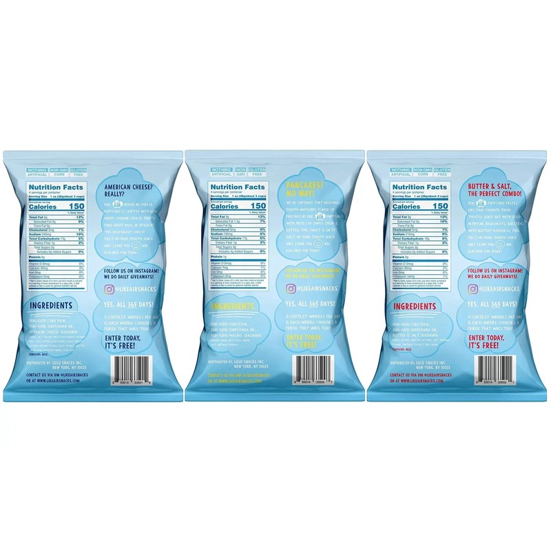 Like Air Puffcorn Variety Pack 2 Bags Pancake American Cheese