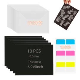 BAOFALI 20Pcs/Set 10 Rubber Magnetic Sheets 0.5mm Thickness with 10Clear Stamp Die Storage Pockets 10 Label StickeResealable Plastic Storage Pocket Case Cutting Dies Stencil Organize