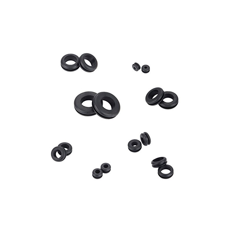 DollaTek 200pcs Rubber Grommet Set Harness Grommet Wire Seal
