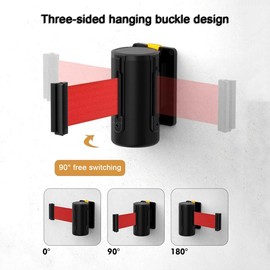 Magnetic Wall Mount Retractable Belt Barrier 6.5/9.8/16.4 Foot Red Belt Multi-Directional Switching Temporary Crowd Control Tool for Safety Queue Solution(2M/6.5FT)
