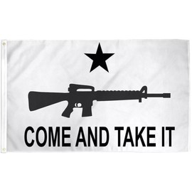 AR-15 Rifle Flag Come And Take It 2nd Amendment American 3'x5' White Banner 100D