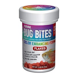 Fluval Bug Bites Color Enhancing Fish Food for Tropical Fish, Flakes for Small to Medium Sized Fish, 0.63 oz., A7346, Brown
