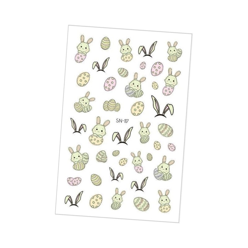 Healeved 5sheets Easter-Themed Nail Stickers of Glow Dark Manicure Decals