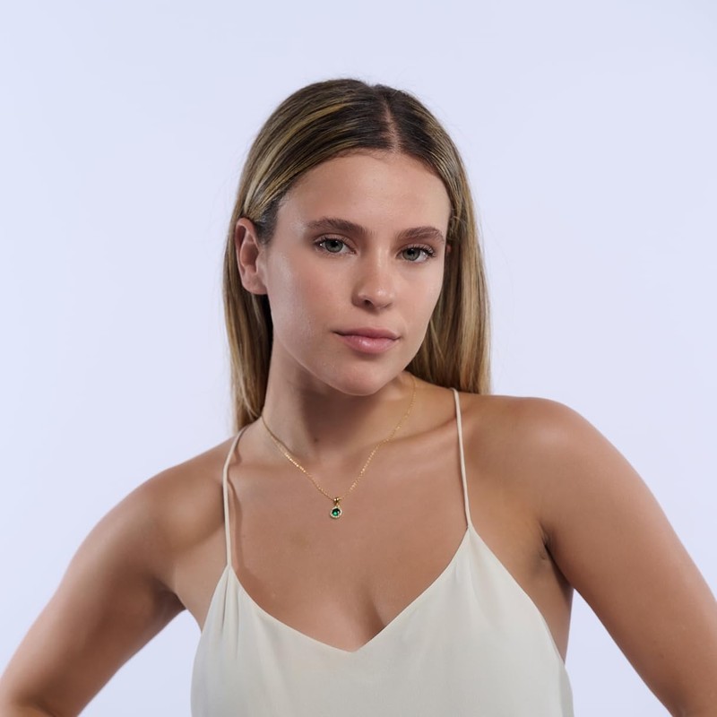 LuckyLy Collares para Mujer Baño Oro 14K Zirconia Cúbica, Regalos