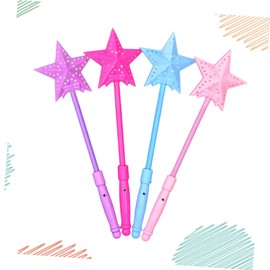 Kisangel 5pcs Star Shaped Glow Sticks Luminous Hollow out Design for Parties Concerts Fun Light Sticks for Festivals Night Events Decorations Random Color