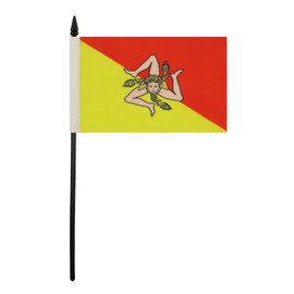 AZ FLAG Sicily Table Flag 4'' x 6'' - Italy - Sicilian Desk Flag 15 x 10 cm - Black plastic stick and base