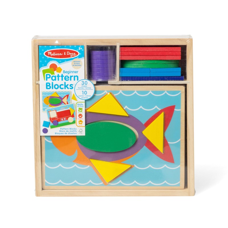 Melissa & Doug Beginner Wooden Pattern Blocks Educational Toy with