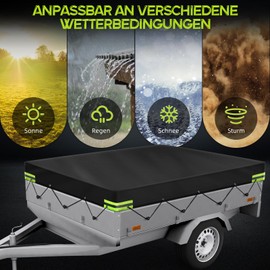 Trailer Tarpaulin 214 x 122 x 13 cm (84.25 x 48.03 x 5.12 inches), 750 kg Trailer Tarpaulin 420D Heavy Duty Waterproof Windproof for Cars Car Trailer with Grommets and Rope
