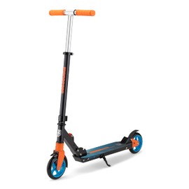 Mongoose Elevate Duo Youth/Adult Folding Kick Scooter, Solid Wheels, Ages 8 Years and Up, Kickstand, Max Rider Weight 220 Pounds, Black/Orange