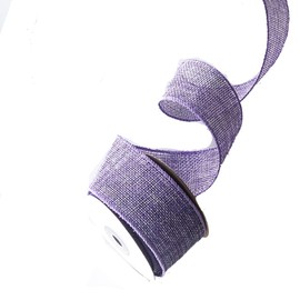 Yurosiay 5 Yard × 4 cm Jute Ribbon Colourful Hessian Ribbon Wide Linen Ribbon Jute Ribbon with Wire Vintage Decorative Ribbon Jute Gift Ribbon Christmas Ribbon for DIY Crafts Wedding Purple