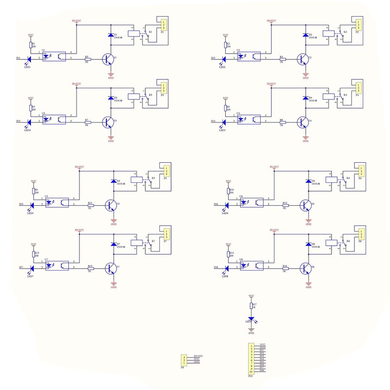 hiBCTR 12V 8-Channel Relay Module with Optocoupler Isolation - High/Low