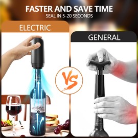 Electric Wine Saver Pump with 4 Reusable Vacuum Wine Stoppers, Rechargeable Automatic Wine Bottle Sealer Preserver for Keeps Wine Fresh USB Type-C Charging