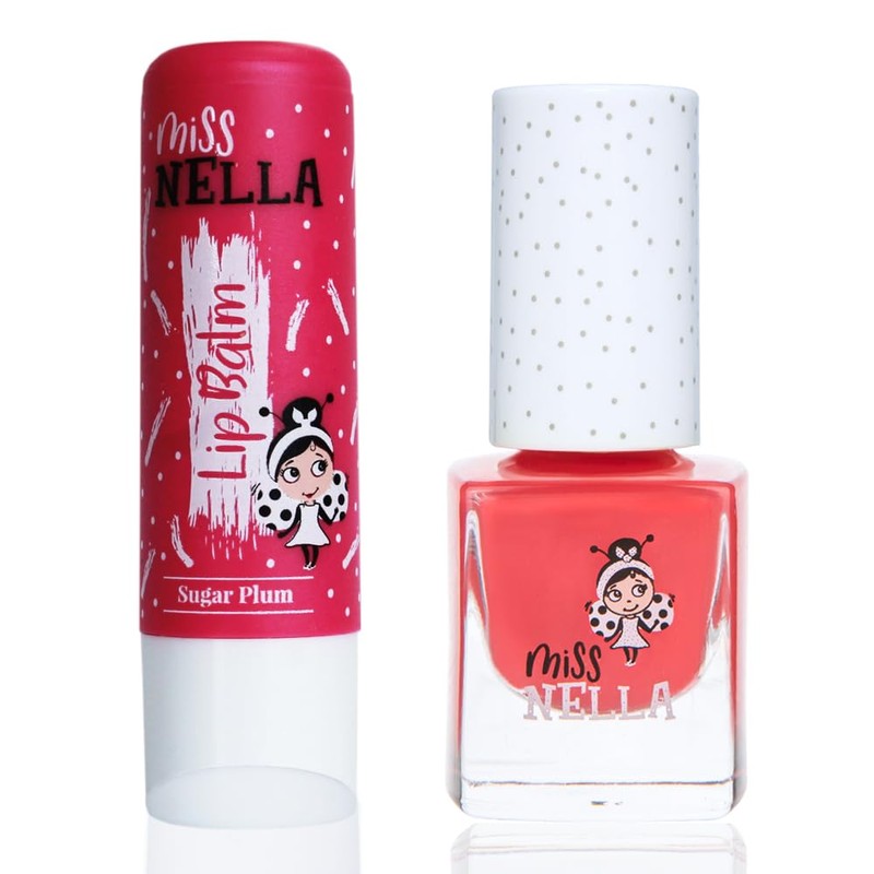 Miss Nella Nail Polis + Lip Balm Set (Sugar Plum