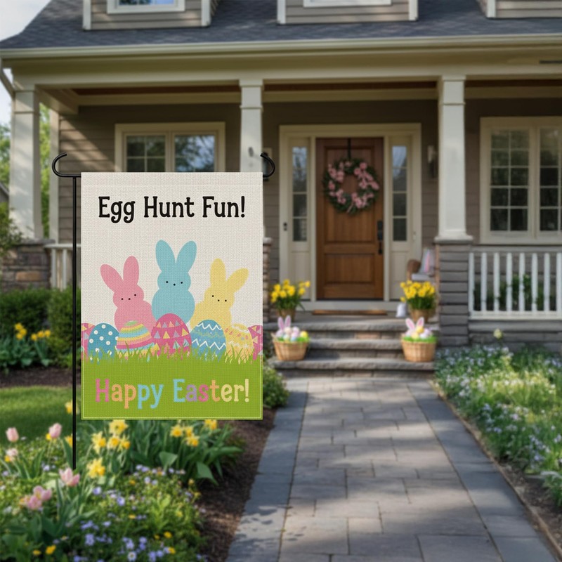 Easter Garden Flag Double Sided 12x18 Inch - Happy Easter